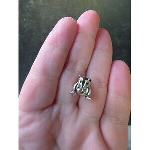 925 Sterling Silver Gold Tone Heart Teddy Bear Pendant Vintage